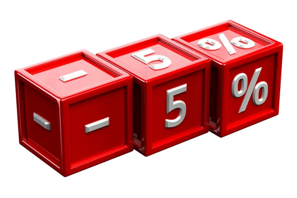 Blocks with sign -5% — Stock Photo, Image