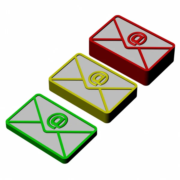 Envelopes with sign e-mail — Stock Photo, Image