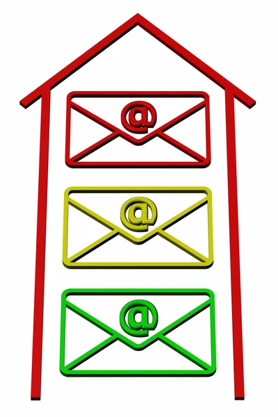 Koperty z znak e-mail — Zdjęcie stockowe