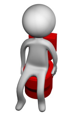 Klozet kapağı üzerinde 3D adam