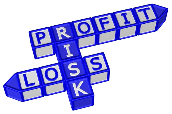 Blokken met woord winst, risico, verlies — Stockfoto