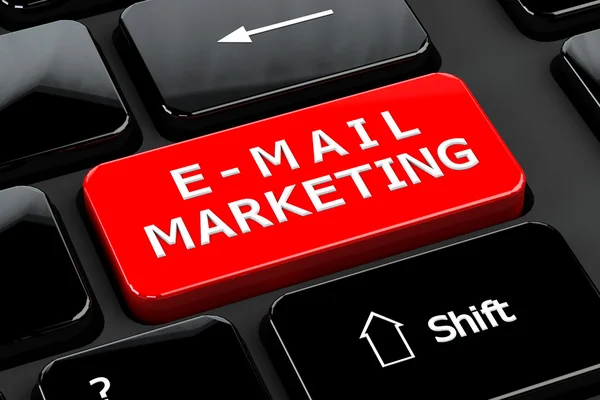 E-mail marketing σε φόντο υπολογιστή πληκτρολόγιο — Φωτογραφία Αρχείου