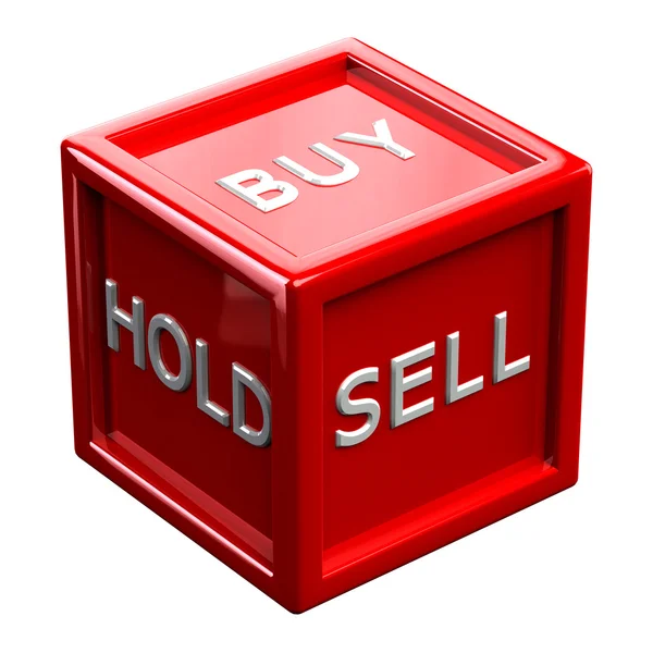 Block mit Wörtern kaufen, halten, verkaufen isoliert auf weißem Hintergrund — Stockfoto