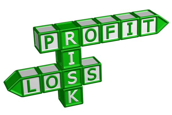 Blokken met woord winst, risico, verlies — Stockfoto