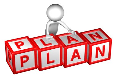 bloklar kelime planı ile 3D adamla