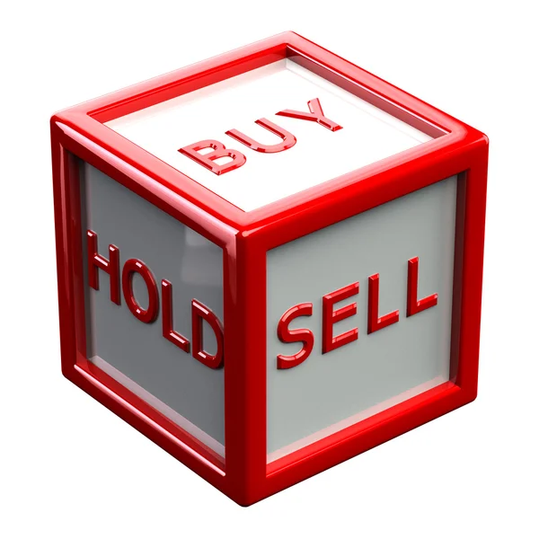 Blok met woorden kopen, houden, verkoop geïsoleerd op witte achtergrond — Stockfoto