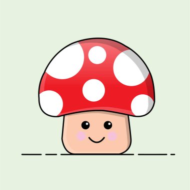 Gülen yüzlü şirin bir mantar karakteri. Mantar surat. Maskot için Komik Karakter.