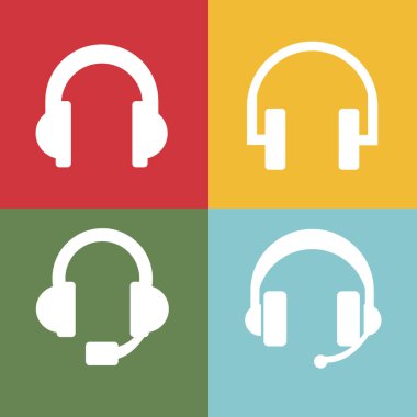 Mikrofon ve Kulaklıklar simge logo vektör sembolünü herhangi bir türde ayarla