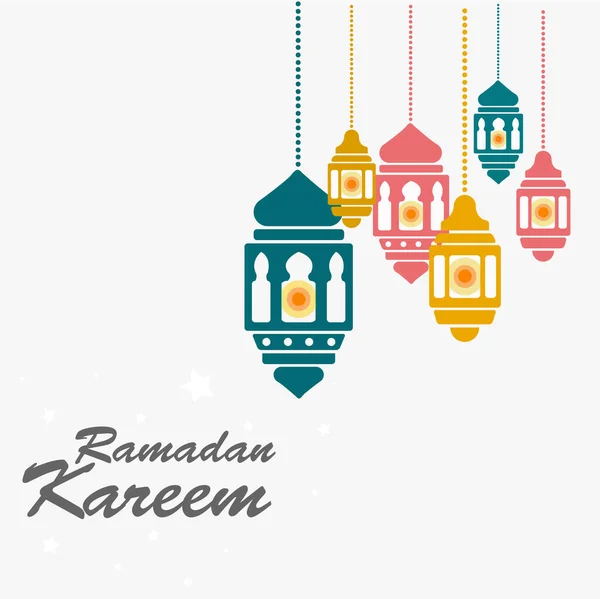 Görüntü Ramazan Kareem Fenerli Lambalar Yıldızlar Vektör — Stok Vektör
