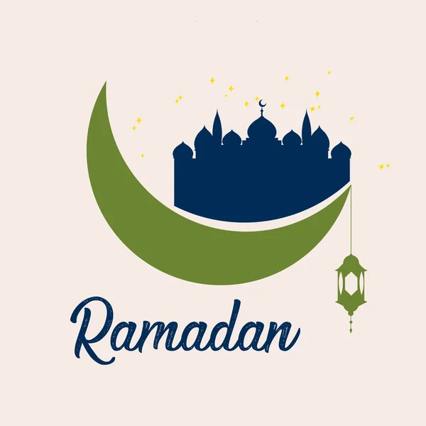 Ramadan Kareem Desain Kartu Ucapan Islam Dengan Elemen Bulan Sabit - Stok Vektor