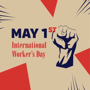 İşçi Bayramı 'nız kutlu olsun, Uluslararası İşçi Bayramı tipografi Vektör Şablon Tasarım Çizimi, işçilerin vektör çizimi. Poster tasarımı için, 1 Mayıs Uluslararası İşçi Bayramı için pankart