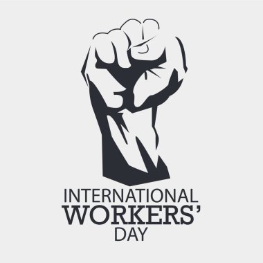 İşçi Bayramı 'nız kutlu olsun, Uluslararası İşçi Bayramı tipografi Vektör Şablon Tasarım Çizimi, işçilerin vektör çizimi. Poster tasarımı için, 1 Mayıs Uluslararası İşçi Bayramı için pankart
