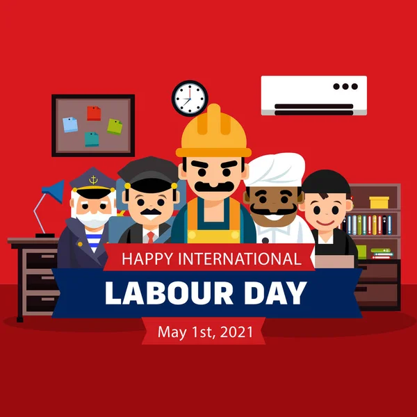 İşçi Bayramı 'nız kutlu olsun, Uluslararası İşçi Bayramı tipografi Vektör Şablon Tasarım Çizimi, işçilerin vektör çizimi. Poster tasarımı için, 1 Mayıs Uluslararası İşçi Bayramı için pankart