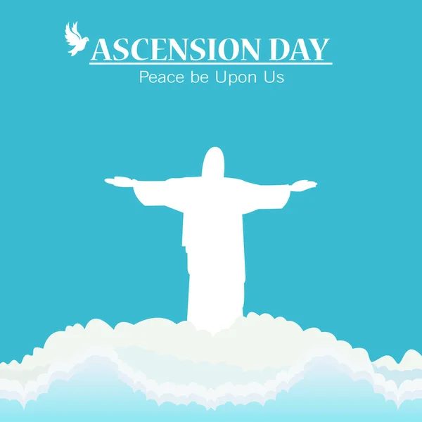 Ilustrasi Happy Ascension Day Jesus Christ Dengan Salib Dan Yesus - Stok Vektor
