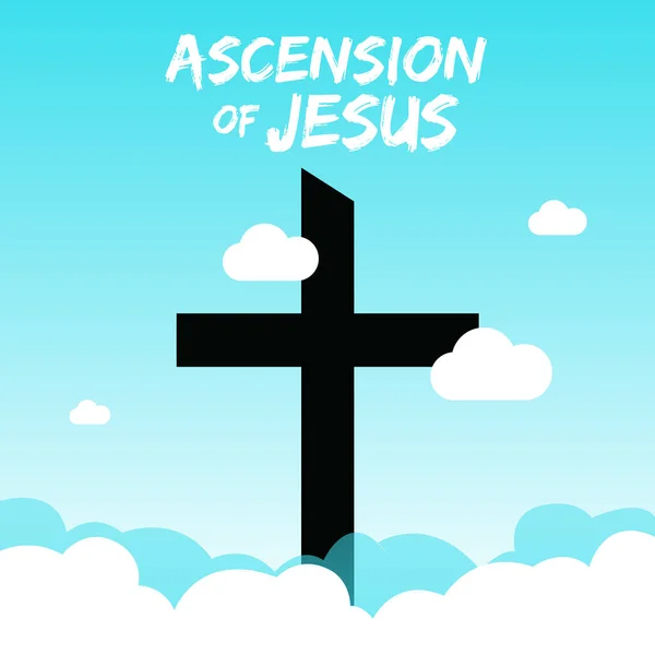 Ilustrasi Happy Ascension Day Jesus Christ Dengan Salib Dan Yesus - Stok Vektor