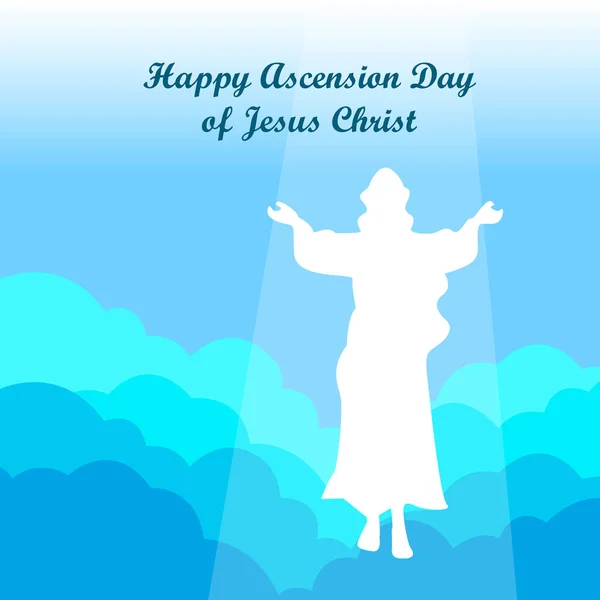 Ilustración Del Feliz Día Ascensión Jesucristo Con Cruz Jesucristo Que — Vector de stock