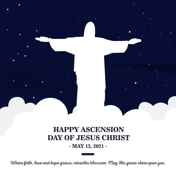 Ilustrace Šťastného Nanebevstoupení Ježíše Krista Křížem Ježíšem Kristem Který Stoupá — Stockový vektor