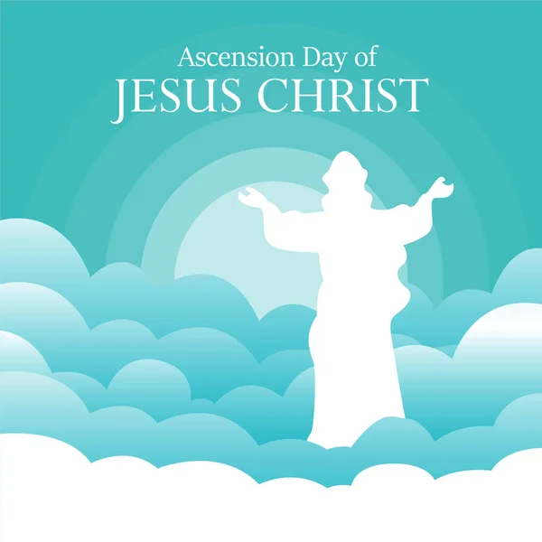 Ilustración Del Feliz Día Ascensión Jesucristo Con Cruz Jesucristo Que — Vector de stock