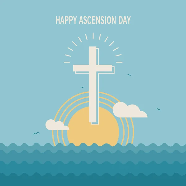 Ilustrasi Happy Ascension Day Jesus Christ Dengan Salib Dan Yesus - Stok Vektor