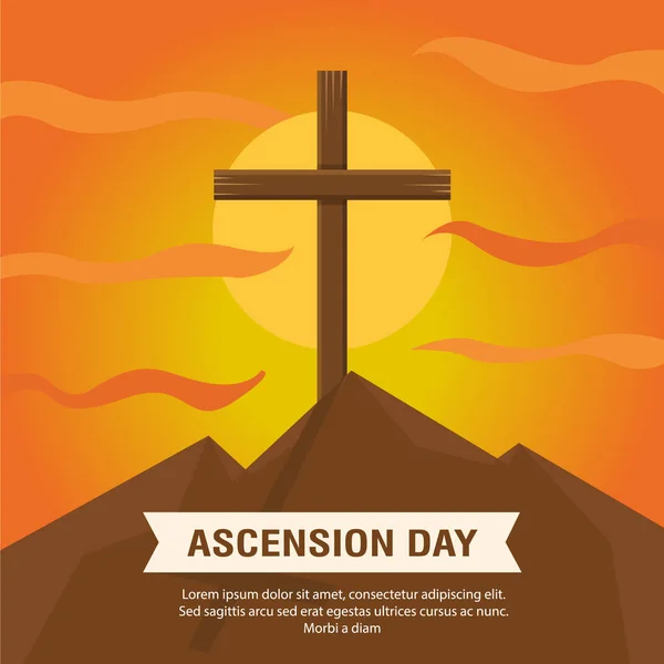 Ilustrasi Happy Ascension Day Jesus Christ Dengan Salib Dan Yesus - Stok Vektor