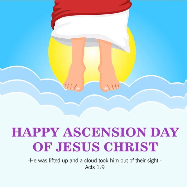 Ilustrasi Happy Ascension Day Jesus Christ Dengan Salib Dan Yesus - Stok Vektor