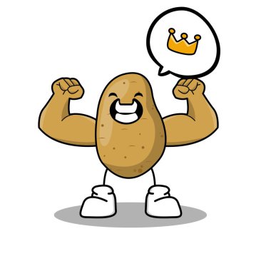 Elinde özelliği olan sevimli bir patates karakterinin vektör çizimi, patates temalı şirin bir patates karakteri, patates karakterli bir illüstrasyon vektörü..
