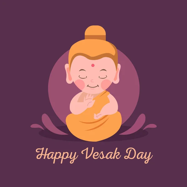 Illustration Vectorielle Bannière Vesak Day Avec Silhouette Statue Bouddha Dessin — Image vectorielle