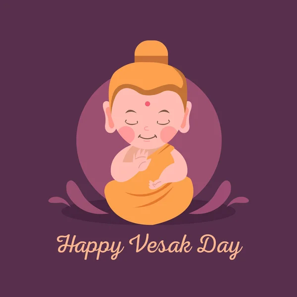 Ilustración Vectorial Bandera Vesak Day Con Silueta Estatua Buda Diseño — Archivo Imágenes Vectoriales