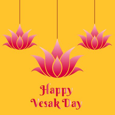 Buda heykeli silueti ve dekoratif arkaplan tasarımlı Vesak Günü afişinin vektör illüstrasyonu.