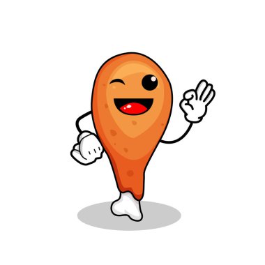 Güzel bir tavuk budu temsili, elinde güzel bir yüz ifadesi, tavuk budu temalı şirin bir tavuk budu karakteri, tavuk budu karakterli bir tavuk budu çizim vektörü..