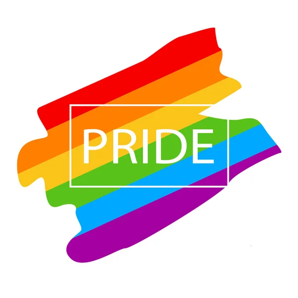 Logo Del Mes Orgullo Con Bandera Arco Iris Símbolo Del — Vector de stock