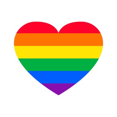Gökkuşağı bayraklı gurur ayı logosu. Kalpli gurur sembolü, LGBT, cinsel azınlıklar, eşcinseller ve lezbiyenler. Aşk aşktır. Vektör İllüstrasyonu