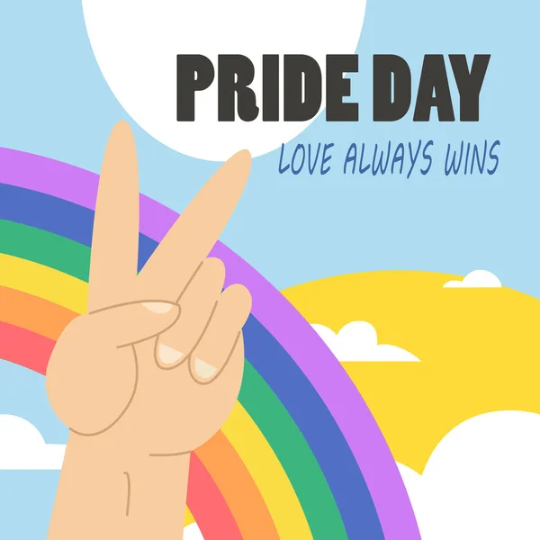Pride Månad Logotyp Med Regnbåge Flagga Stolthet Symbol Med Hjärta — Stock vektor