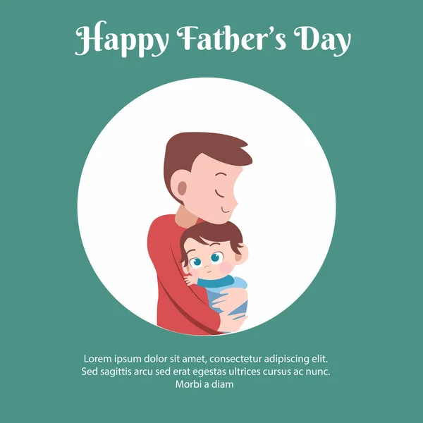 Happy Vatertag Vorlage Design Vektor Illustration Von Vater Und Kind — Stockvektor