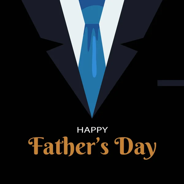 Men Black Suit Blue Tie Background Happy Father Day Poster — Stock vektor