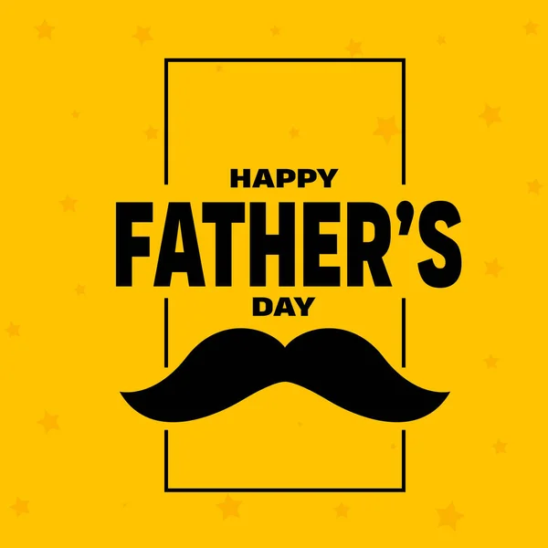Vector Illustration Man Mustache Happy Father Day Yellow Background Create —  Vetores de Stock