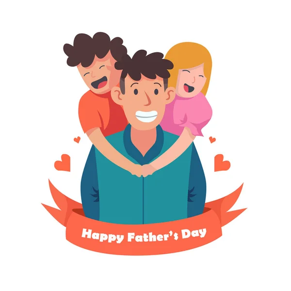 Happy Father Day Template Design Vector Illustration Father Child Hugging — Stock Vector