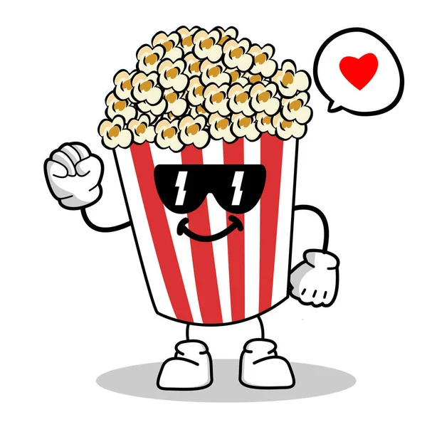 Roztomilý Pop Kukuřičný Popcorn Postava Červené Kbelík Box Kino Snack — Stockový vektor