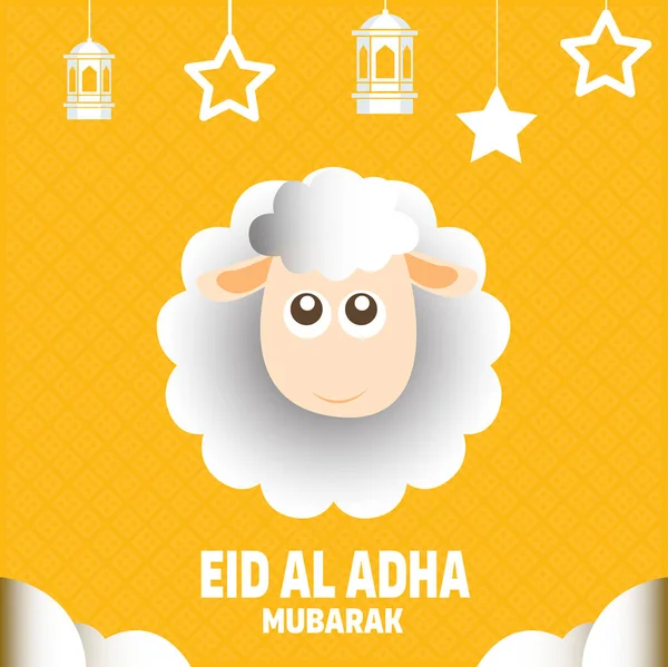 Eid Adha Mubarak Cartão Celebração Com Ovelhas Como Ilustração Vetorial — Vetor de Stock