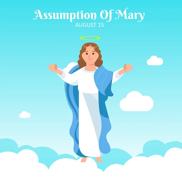 Assumption Mary Vector Illustration Mary Assumption Mary Day Greeting Flat — Stock Vector