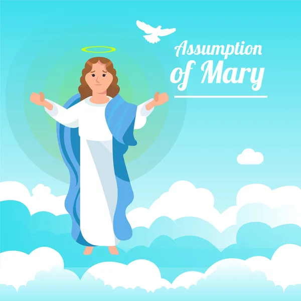 Assumption Mary Vector Illustration Mary Assumption Mary Day Greeting Flat — Stock Vector