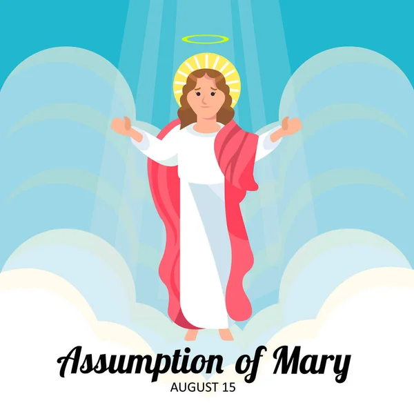Assumption Mary Vector Illustration Mary Assumption Mary Day Greeting Flat — Wektor stockowy