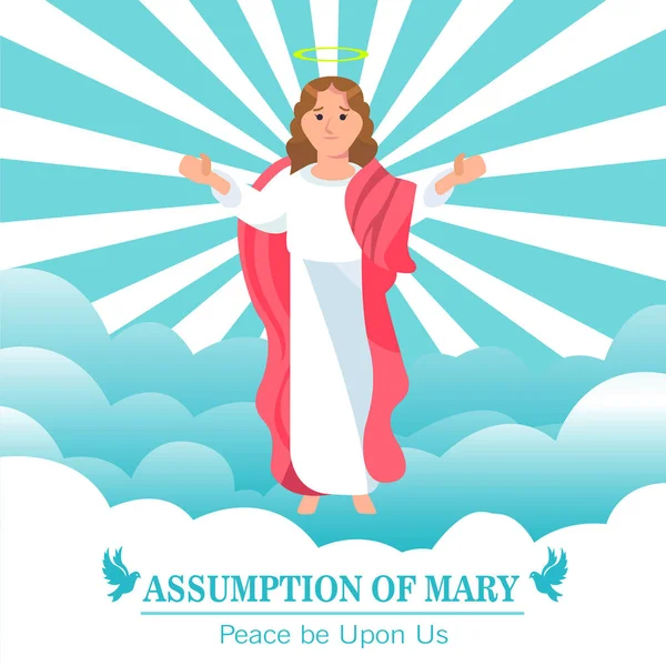 Assumption Mary Vector Illustration Mary Assumption Mary Day Greeting Flat — Stock Vector