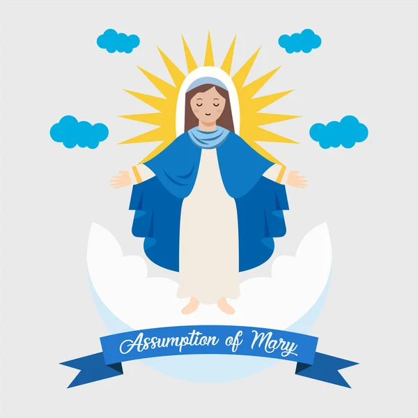 Assumption Mary Vector Illustration Mary Assumption Mary Day Greeting Flat — Stockvector