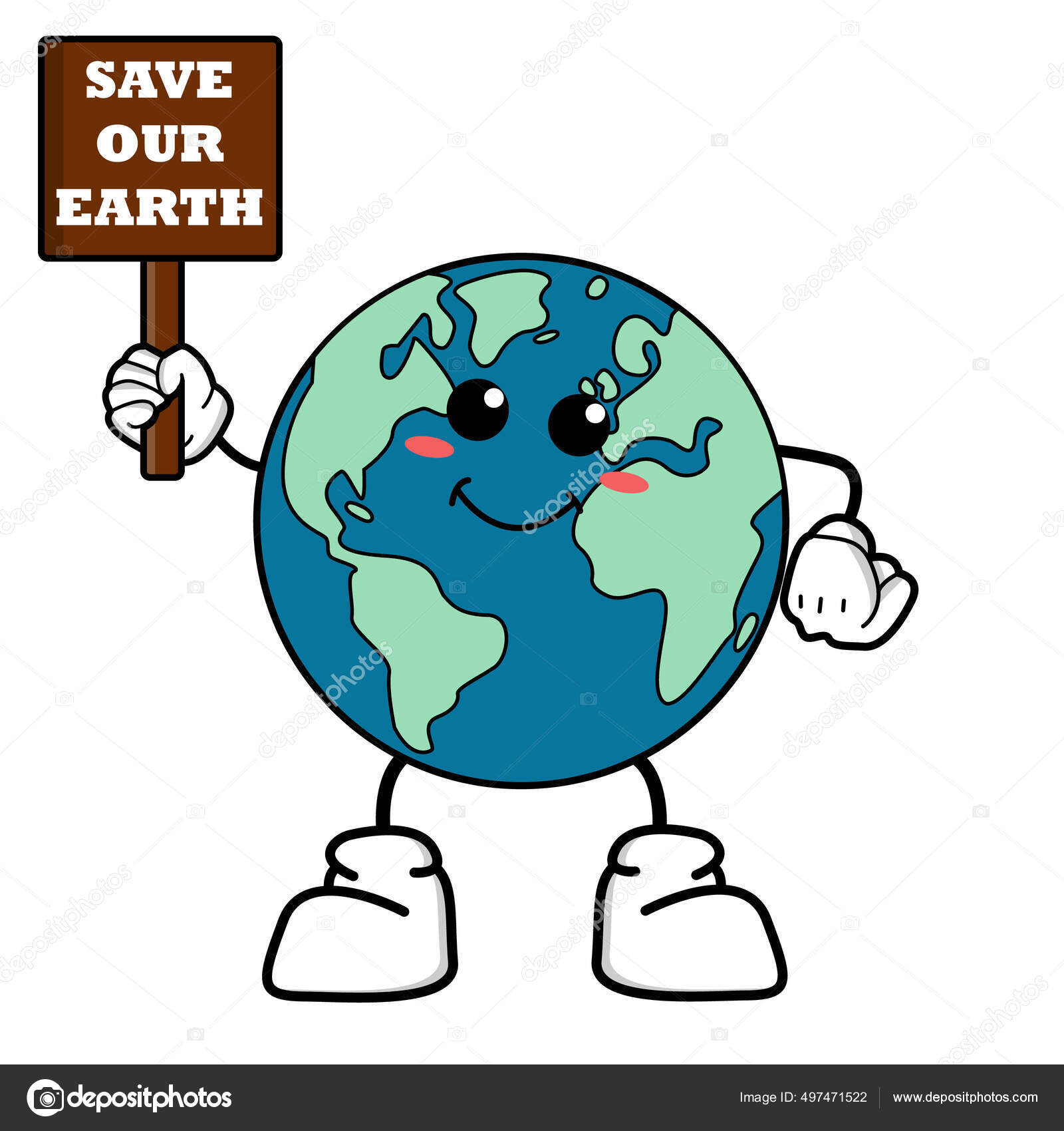 World planet earth kawaii character Royalty Free Vector