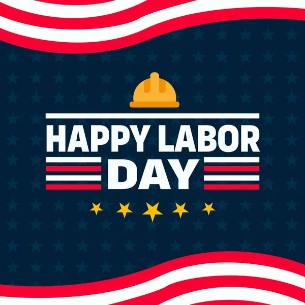 ABD İşçi Bayramı poster tasarımı. Amerikan İşçi Bayramı kutlamaları Amerikan bayrağı, güvenlik kaskı ve inşaat araçlarıyla yapılıyor. Amerikan İşçi Bayramı için Reklam Posteri veya Afişi.
