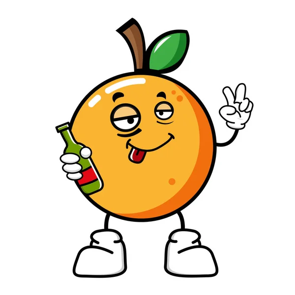 一个快乐橙色可爱水果字符吉祥物的矢量插图设计 可爱的橙色开胃菜 — 图库矢量图片
