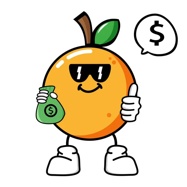 一个快乐橙色可爱水果字符吉祥物的矢量插图设计 可爱的橙色开胃菜 — 图库矢量图片