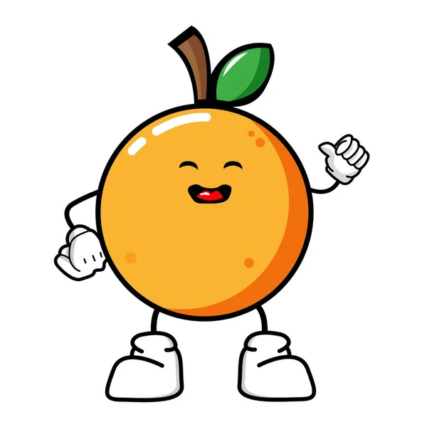 Ilustração Vetorial Desenho Vetor Mascote Fruta Bonito Laranja Feliz Ekspresion — Vetor de Stock