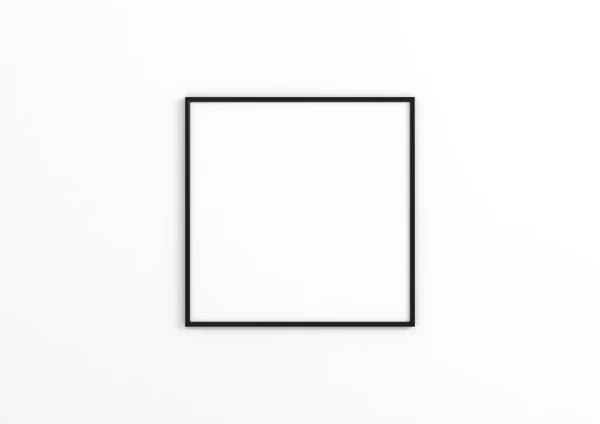 Single 8X8 Square Black Frame Mockup Λευκό Τοίχο Ένα Κενό — Φωτογραφία Αρχείου